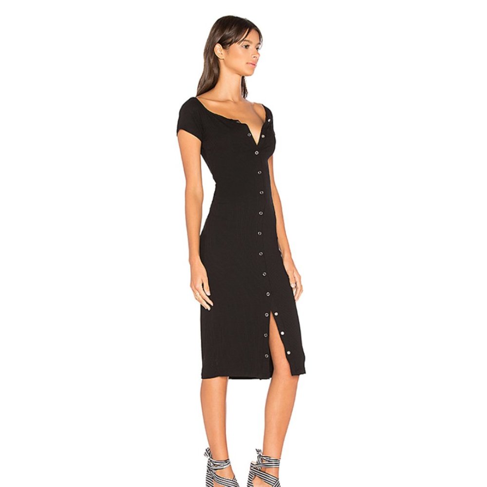Privacy Please Rue Midi Dress with Snaps, Size SM